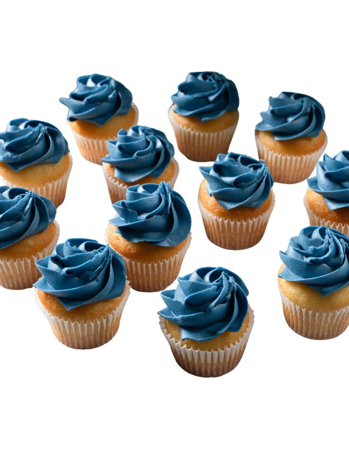 Baby Boy Mini Cupcakes with Color Match Frosting