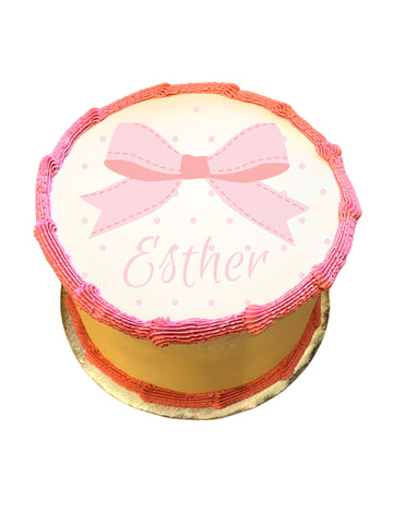 Baby Girl Round Edible Print Cake