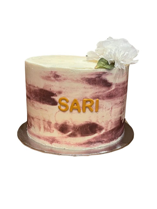 Bas Mitzvah Brushstroke Floral Cake