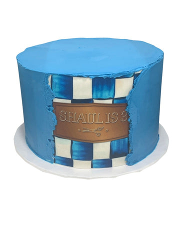 Upsherin Fault Line Cake with Logo