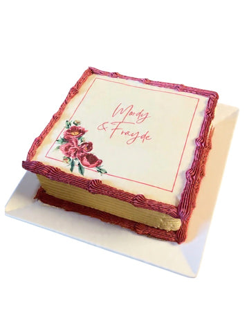 Engagement Square Edible Print Cake